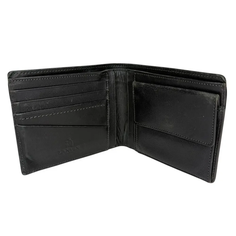 Lanvin Paris Leather Bi-fold Wallet with Coin Pocket Designer Mens